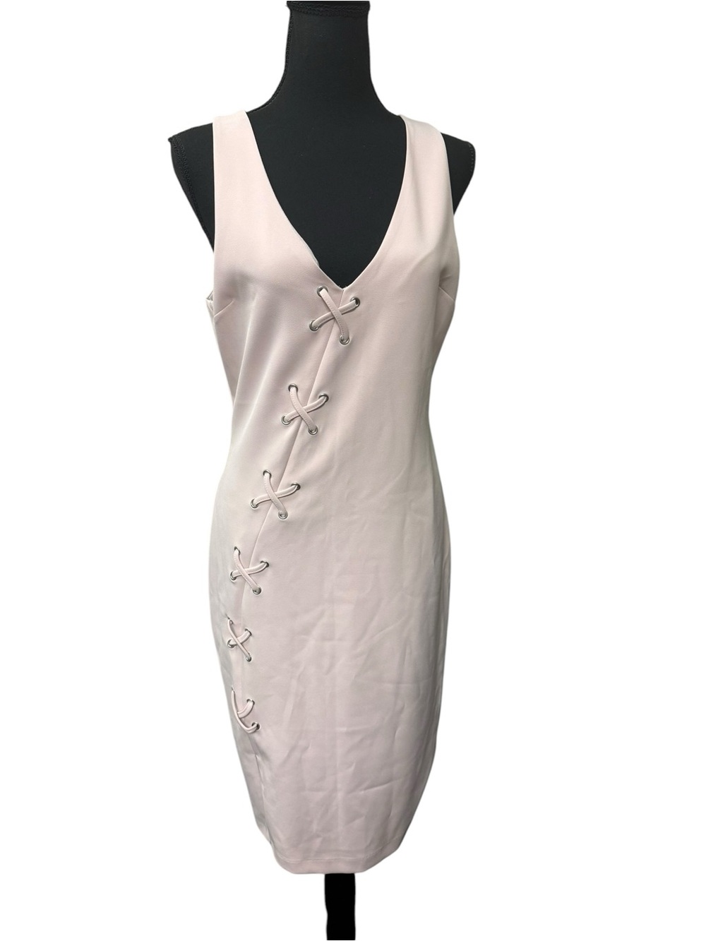 NWT Bold Elements Blush Pink Lace-Up Sheath Dress Sleeveless Career Small - Picture 2 of 11
